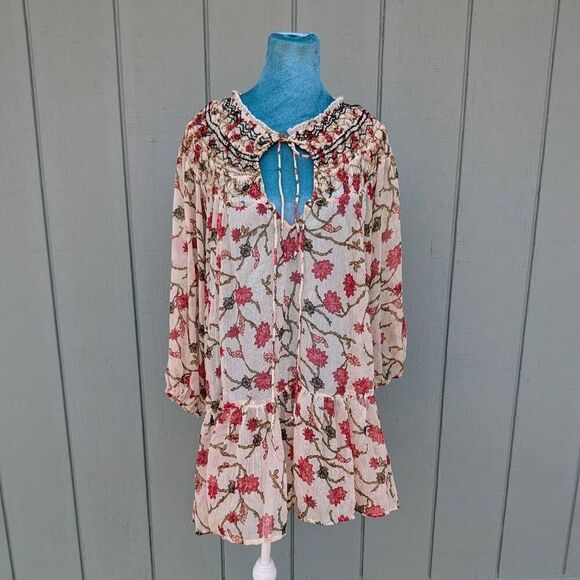 NWT Free People Keeping Up With Kara Long Sleeved Tunic Ivory Combo. XS - Picture 1 of 8